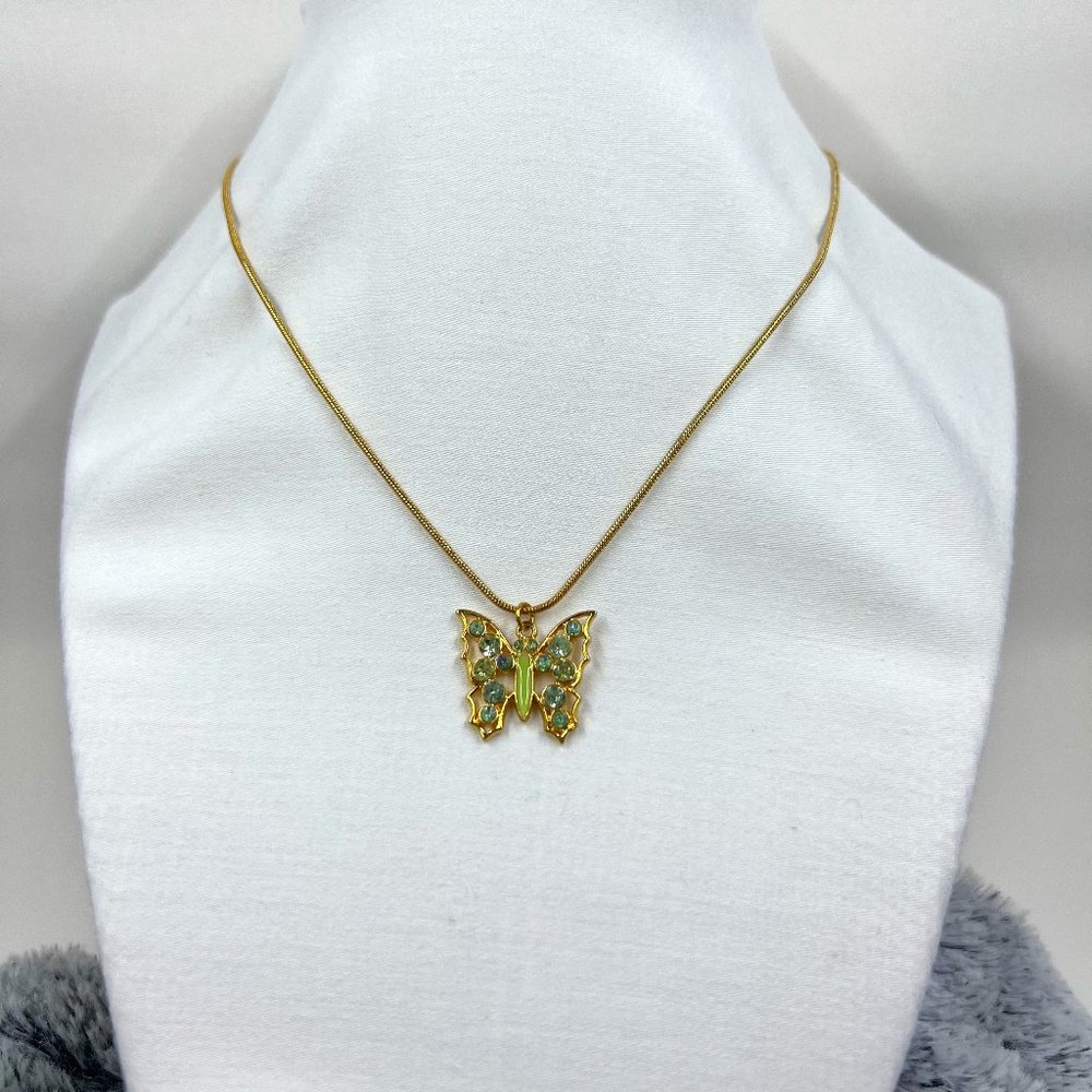 Gold Toned 14” Chain Necklace with Butterfly Pendant